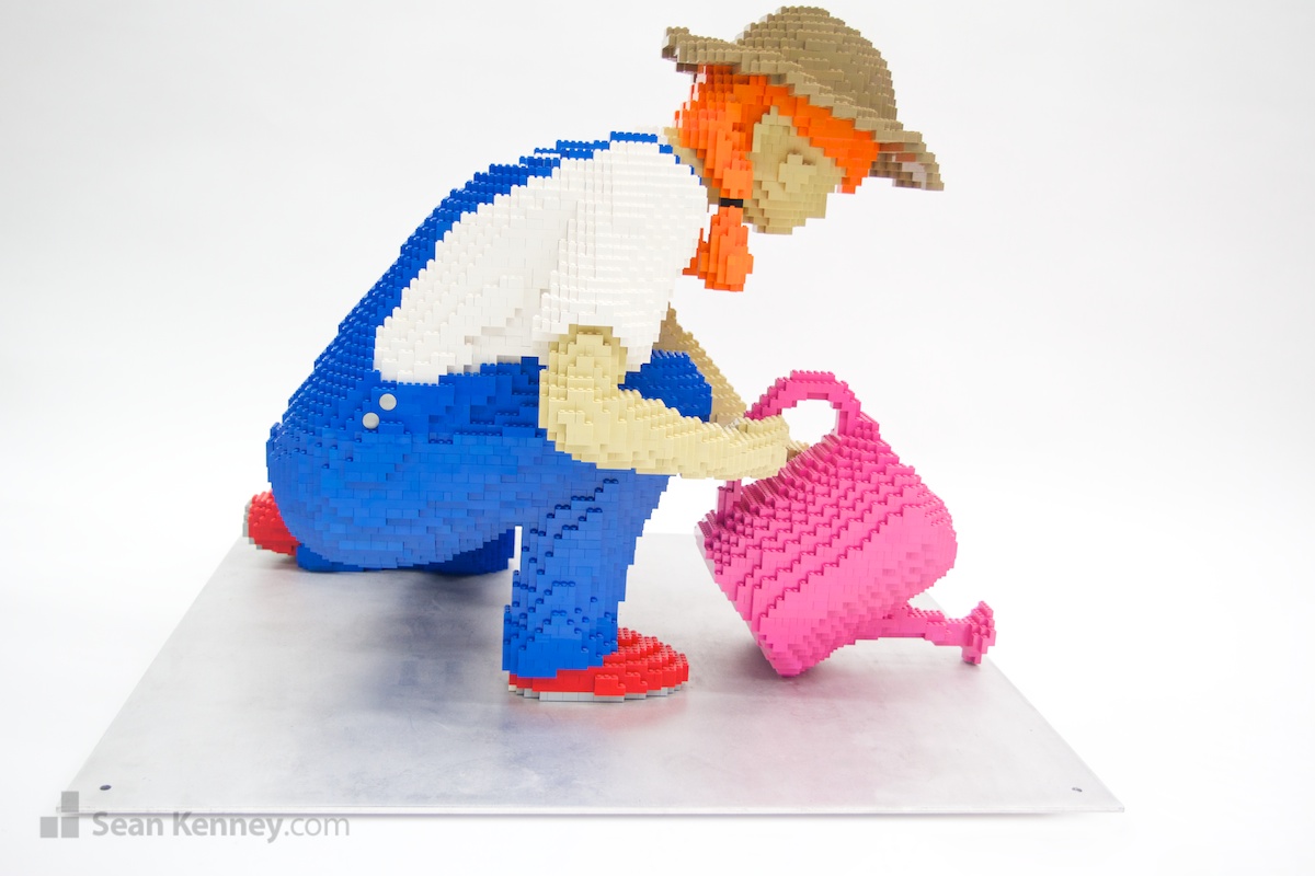 Art of LEGO bricks - Grandfather and granddaughter gardening