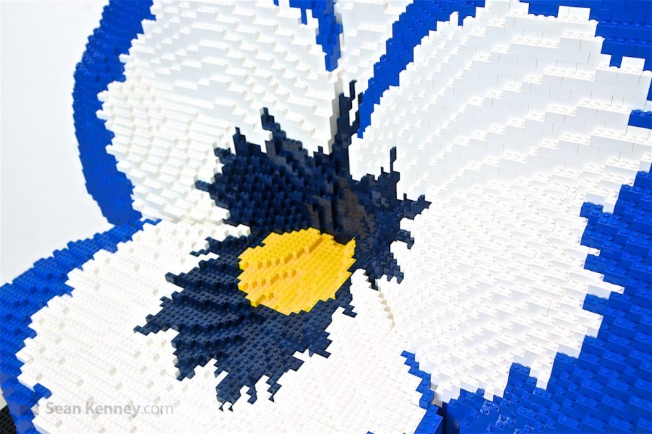 LEGO sculpture - Pansy and bee (blue)