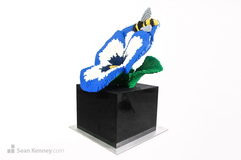 Art with LEGO bricks - Pansy and bee (blue)