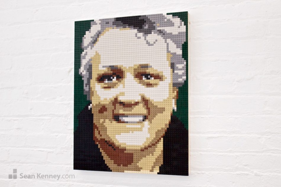 lego portrait mosaic - Curly-haired woman