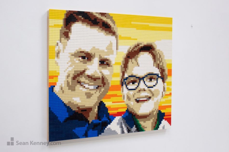 your photo made from real LEGO bricks - A son at sunset