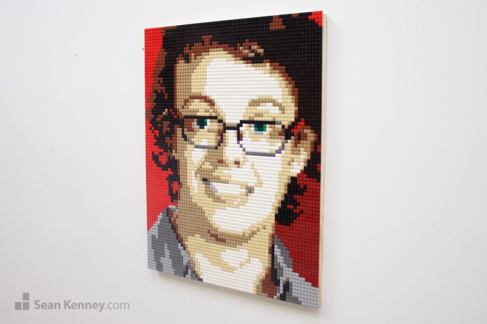 lego mosaic - Boy with curly hair and glasses