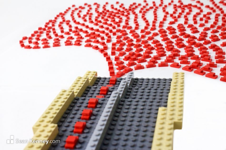 LEGO sculpture - Bridge Traffic
