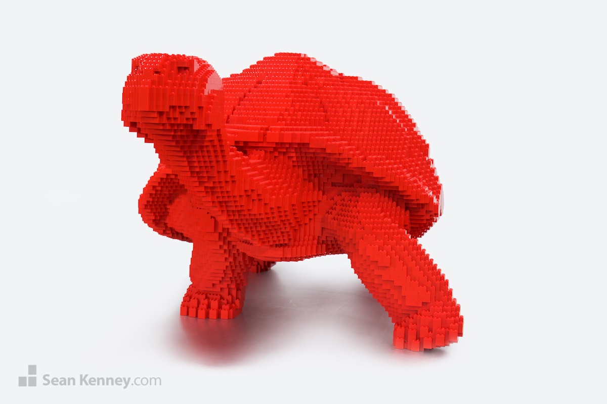 Art with LEGO bricks - Big red Tortoise
