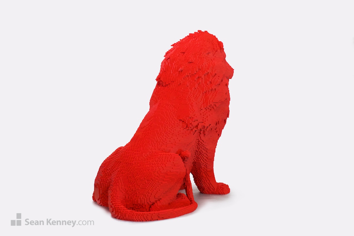LEGOs exhibit - Bright red lion