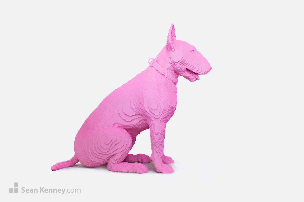 LEGO sculpture - Giant pink dog