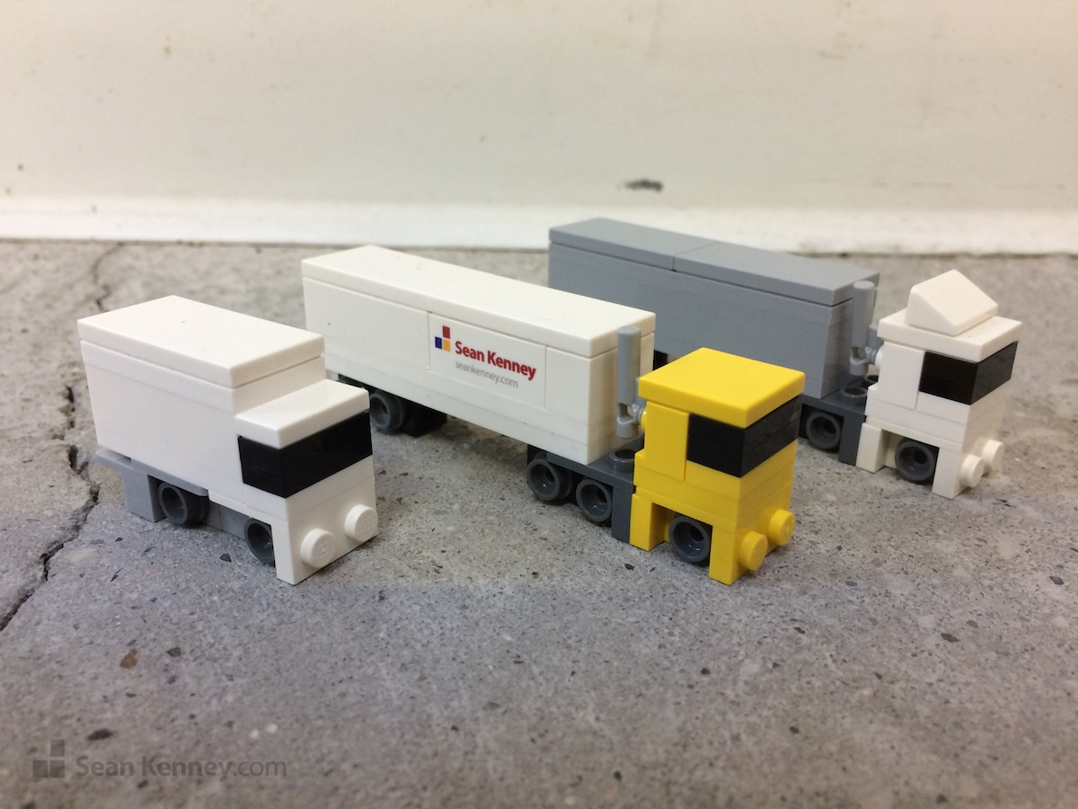 LEGO art - Tiny trucks, trains, and cars