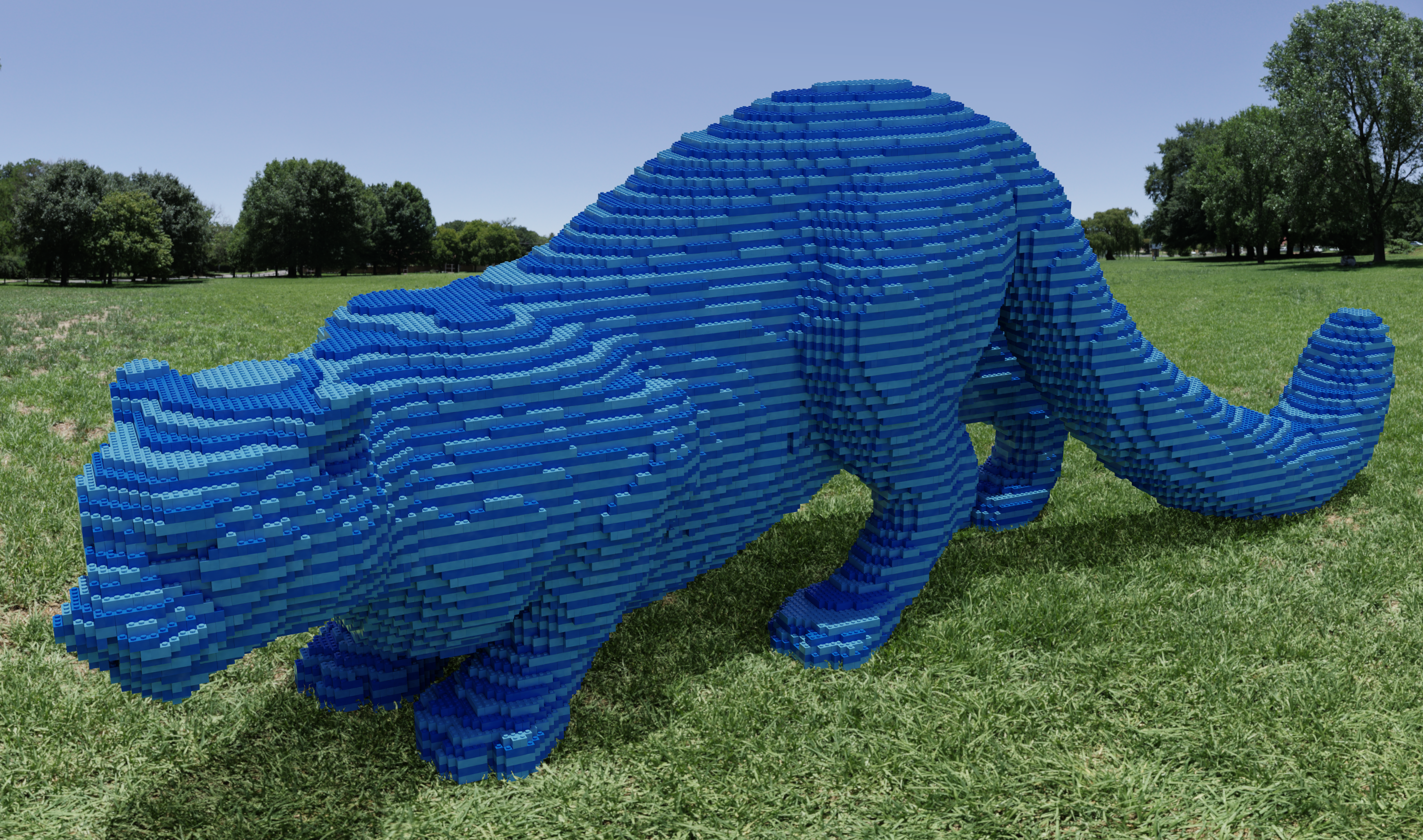Sean Kenney's art with LEGO bricks - Striped blue Snow Leopard