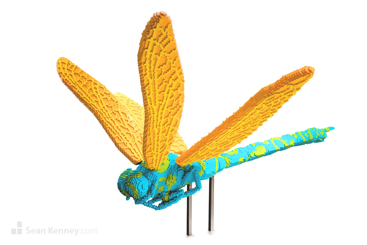 LEGO art - Golden blue POP dragonfly