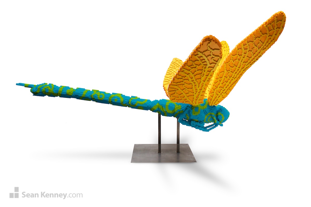 Famous LEGO builder - Golden blue POP dragonfly