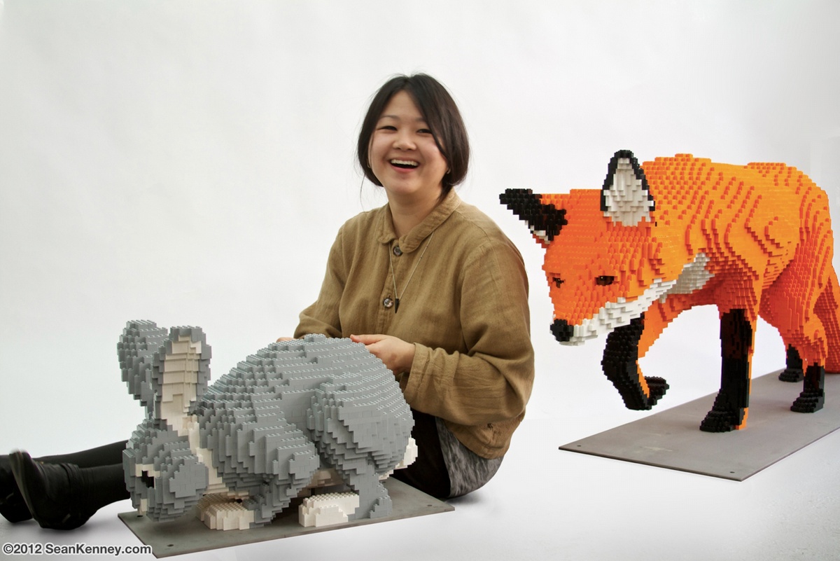 Art with LEGO bricks - Fox chasing a rabbit