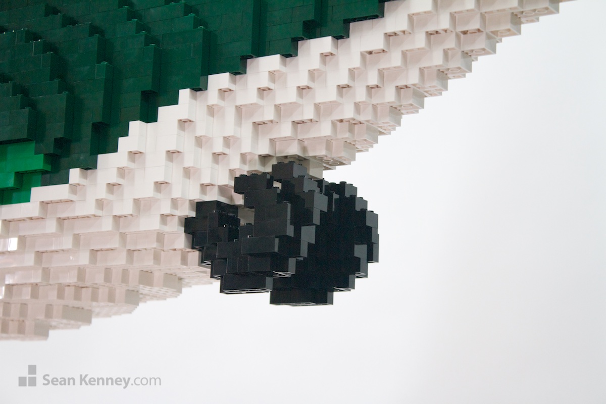 LEGO exhibit - Hummingbird feeding from a Trumpet Flower