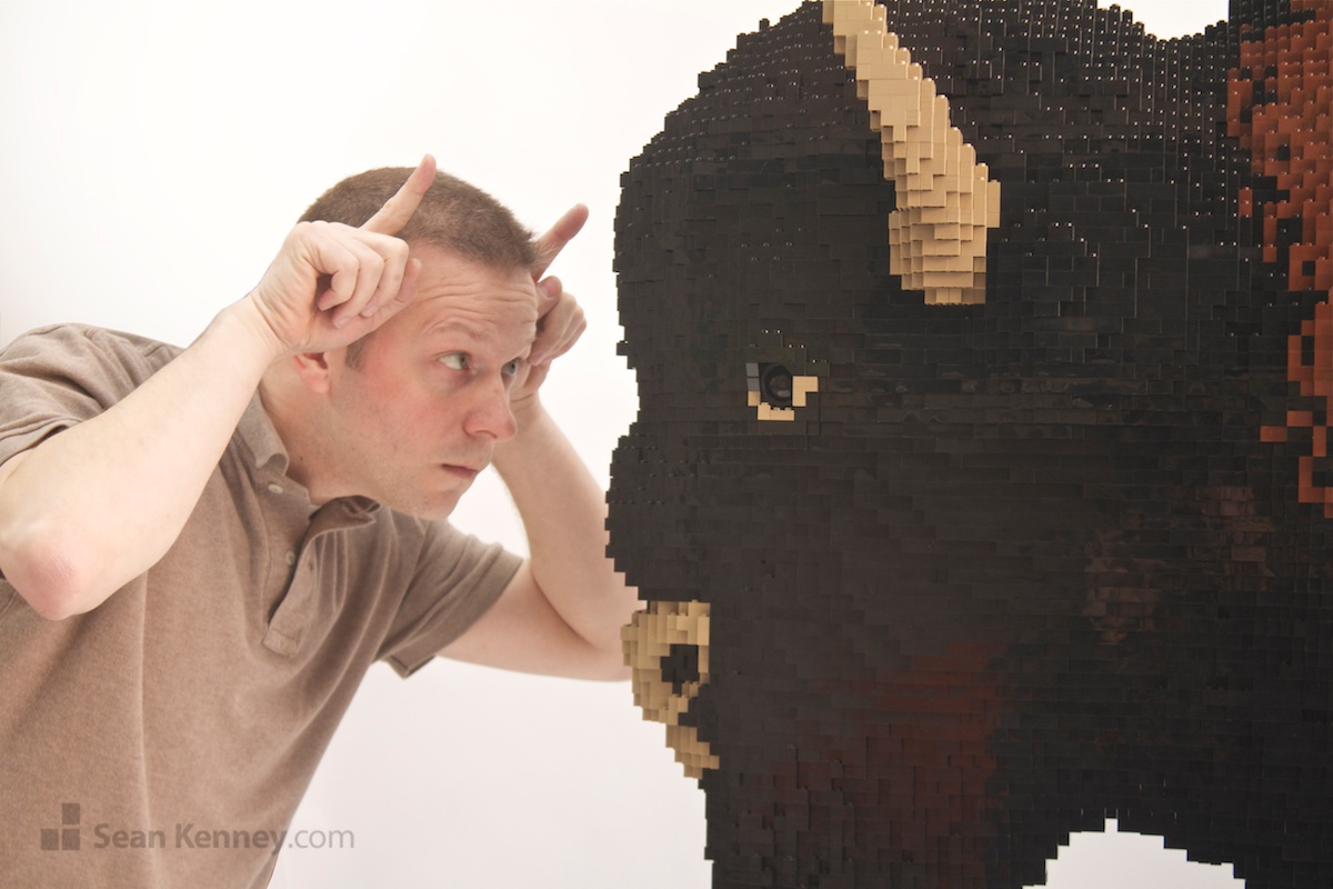 LEGO sculpture - Mother and Baby Bison