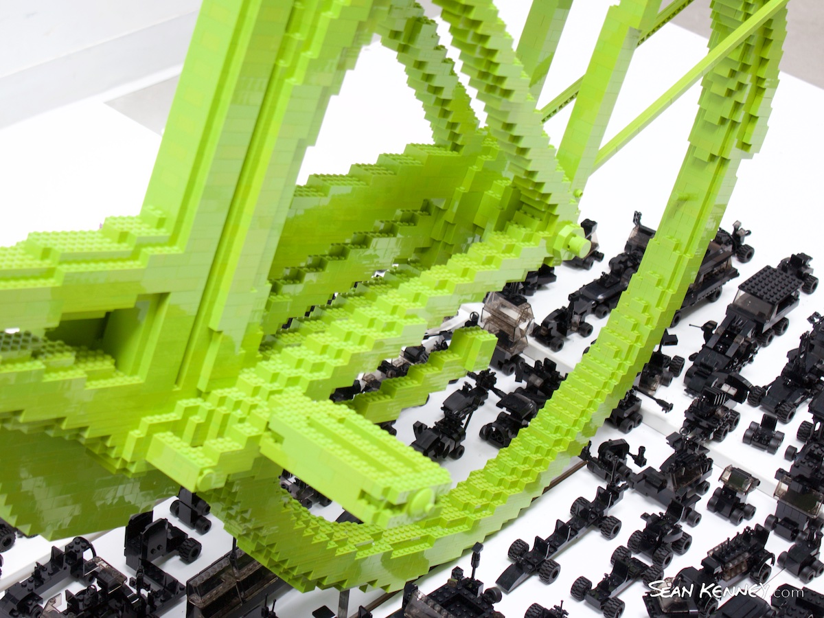 LEGO sculpture - Bicycle Triumphs Traffic (2020)
