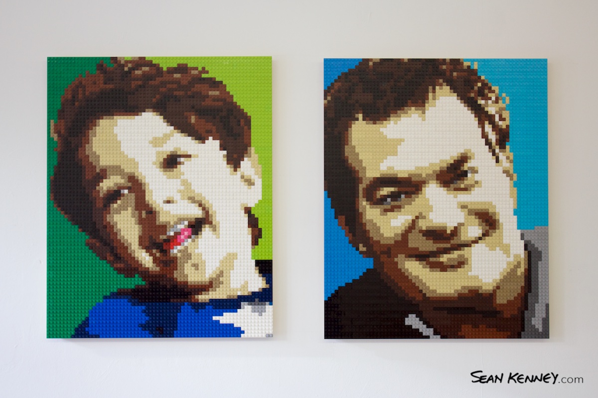 lego portrait mosaic - Son on green