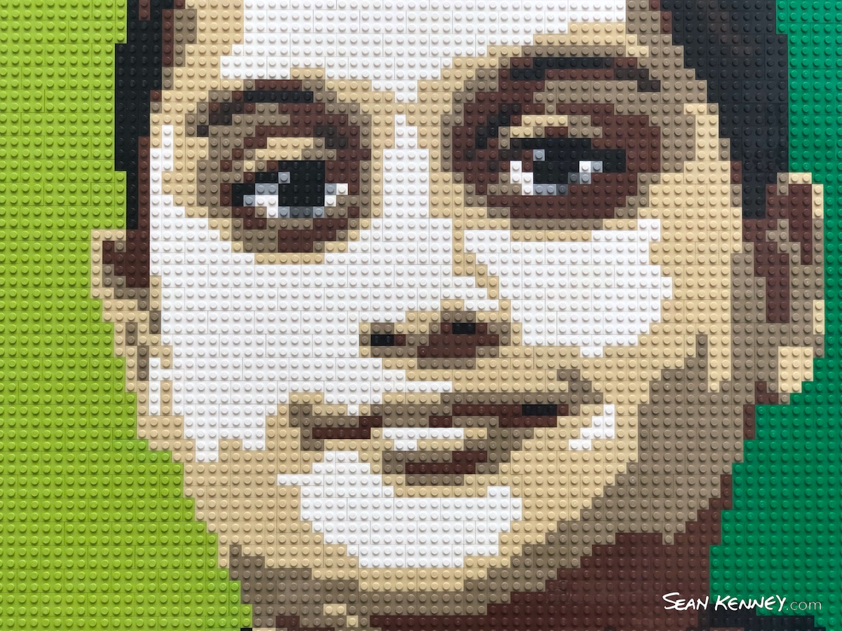 your photo made from real LEGO bricks - Boy in a blue t-shirt