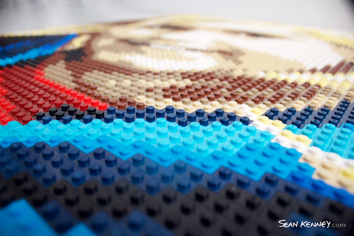 your photo made from real LEGO bricks - Boy with long blonde hair