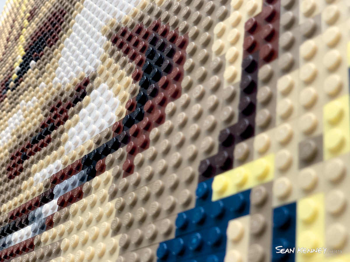 your photo made from real LEGO bricks - Child with curly blonde hair
