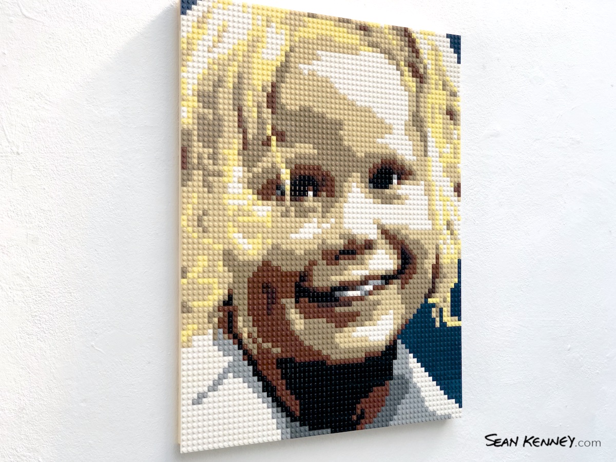 lego portrait mosaic - Child with curly blonde hair