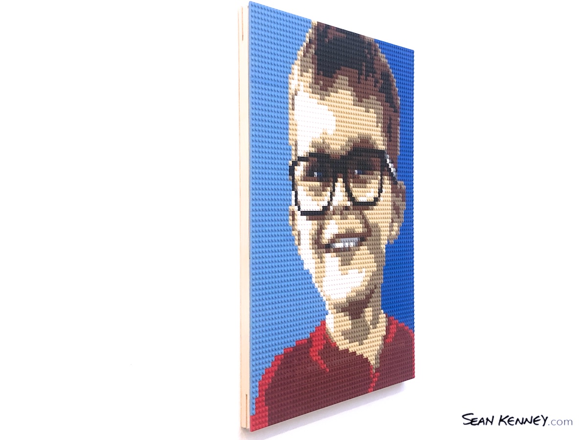 custom LEGO portrait - Little boy with black glasses