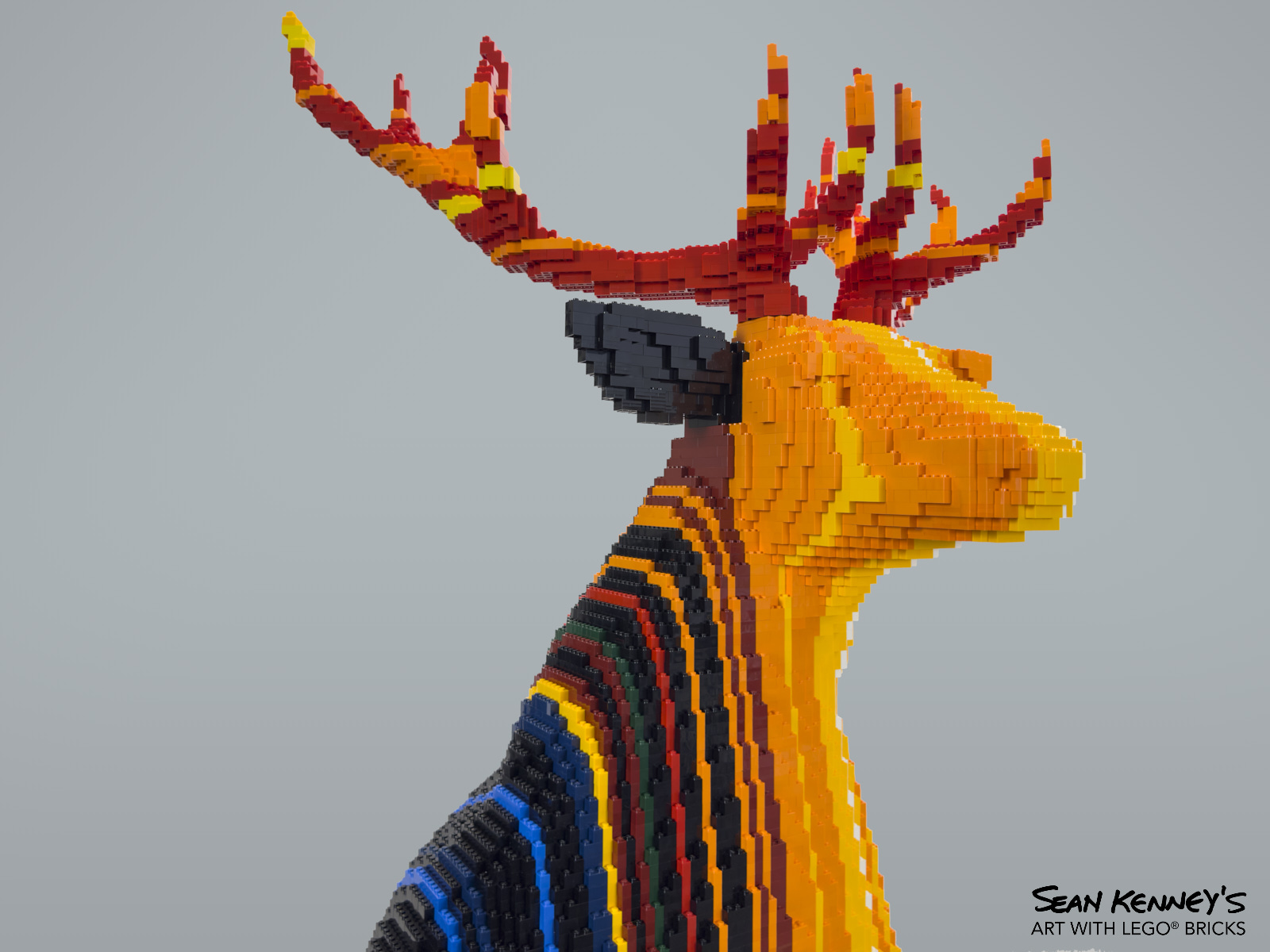 Art with LEGO bricks - Rainbow-striped buck