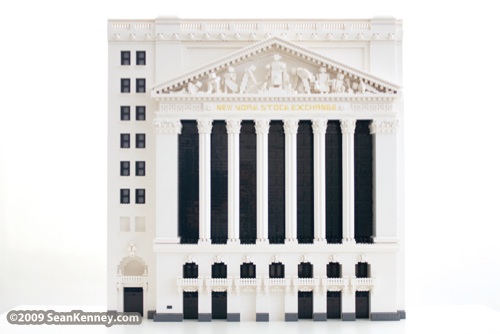 New York Stock Exchange, LEGO brick, artist Sean Kenney, building, manhattan, wall street