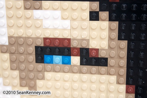 Portrait of a boy, LEGO bricks, artist Sean Kenney