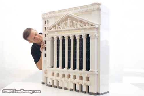 New York Stock Exchange, LEGO brick, artist Sean Kenney, building, manhattan, wall street