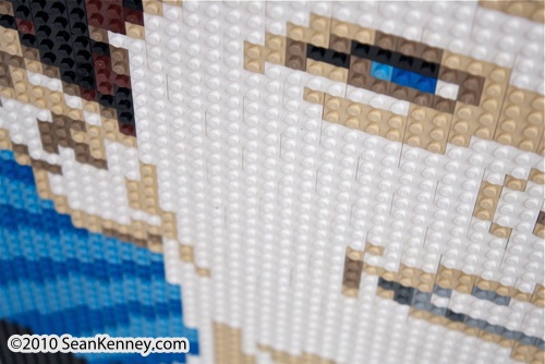 Portrait of a boy, LEGO bricks, artist Sean Kenney