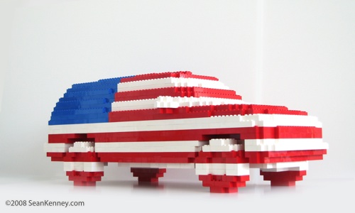 American SUV.  Sculpture with LEGO bricks by artist Sean Kenney