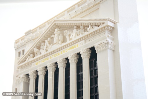 New York Stock Exchange, LEGO brick, artist Sean Kenney, building, manhattan, wall street