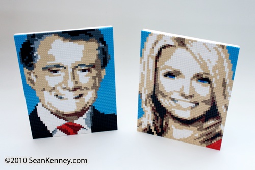 Portrait of Kelly Ripa with LEGO bricks by artist Sean Kenney