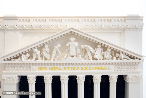 New York Stock Exchange, LEGO brick, artist Sean Kenney, building, manhattan, wall street