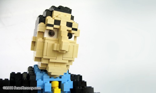 Two short orders: Sculpture created with LEGO bricks by artist Sean Kenney