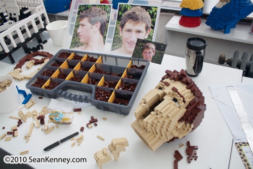 Life-size LEGO portrait by artist Sean Kenney.  LEGO portraits