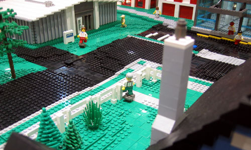 LEGO Town with moving LEGO people