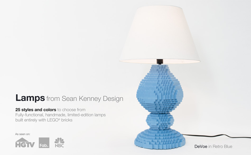 LEGO Lamp by Sean Kenney | As seen on HGTV's Home by Novogratz.  LEGO home decor, sculpture, art design.