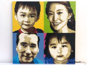 Cute family pop art portrait