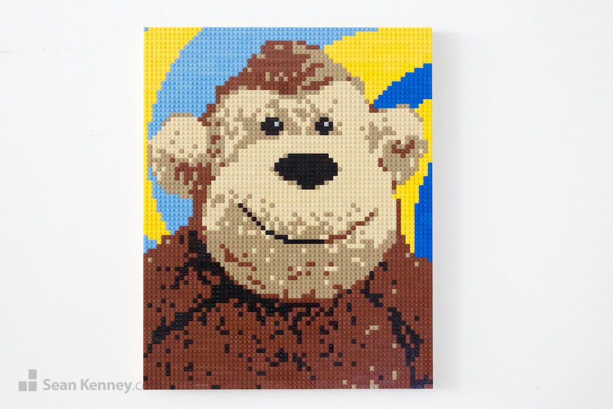 Stuffed-monkey LEGO art by Sean Kenney