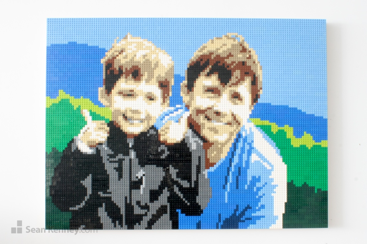 Thumbs-up-for-dad LEGO art by Sean Kenney