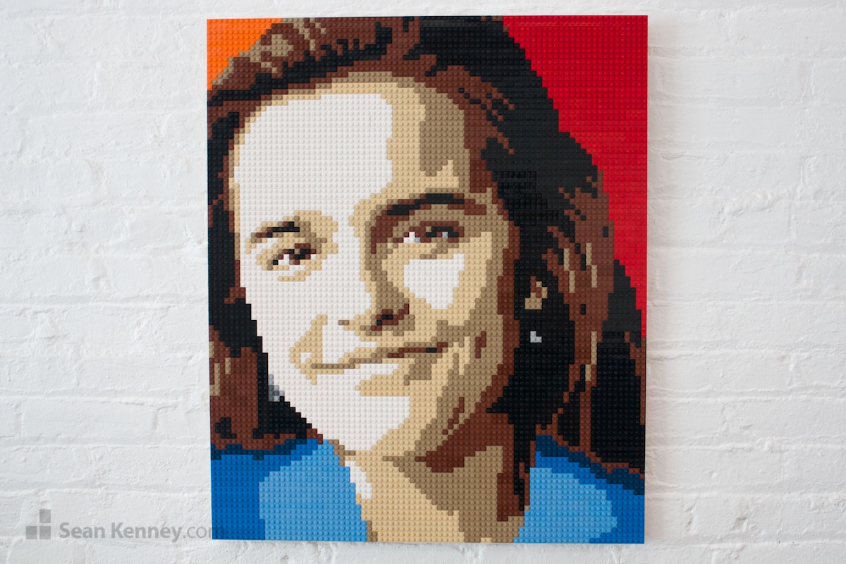 Brown-eyed-girl LEGO art by Sean Kenney