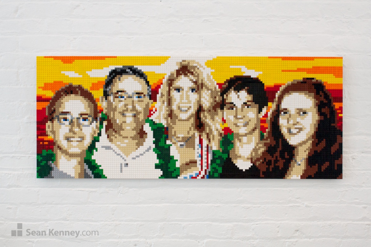 Sunset-family LEGO art by Sean Kenney