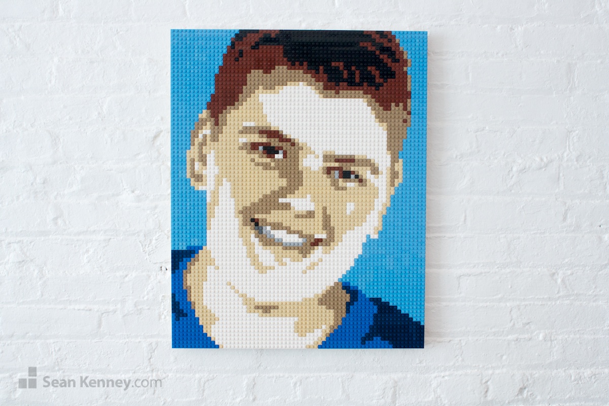 Blue-boy LEGO art by Sean Kenney
