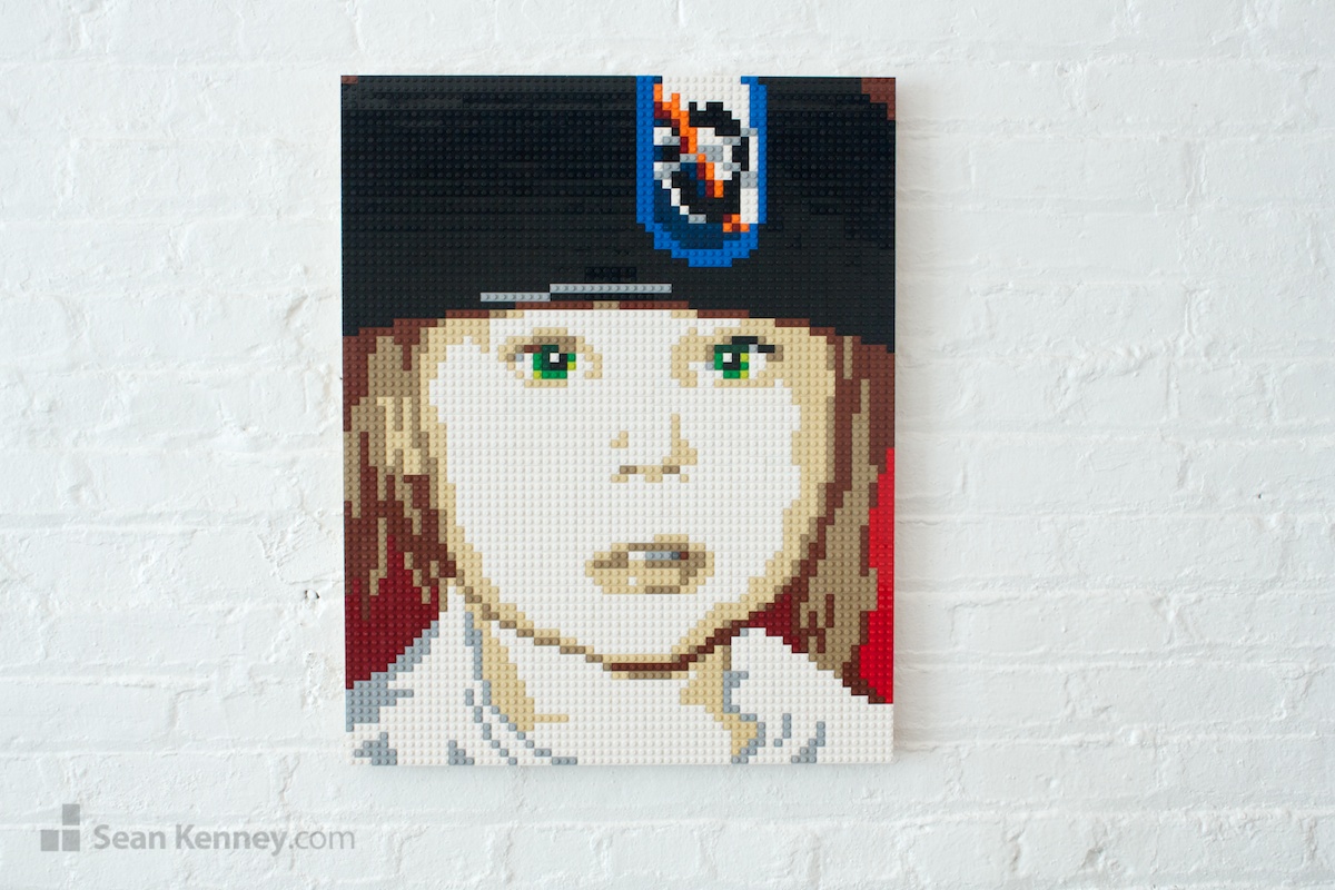 Girl-in-a-beret LEGO art by Sean Kenney