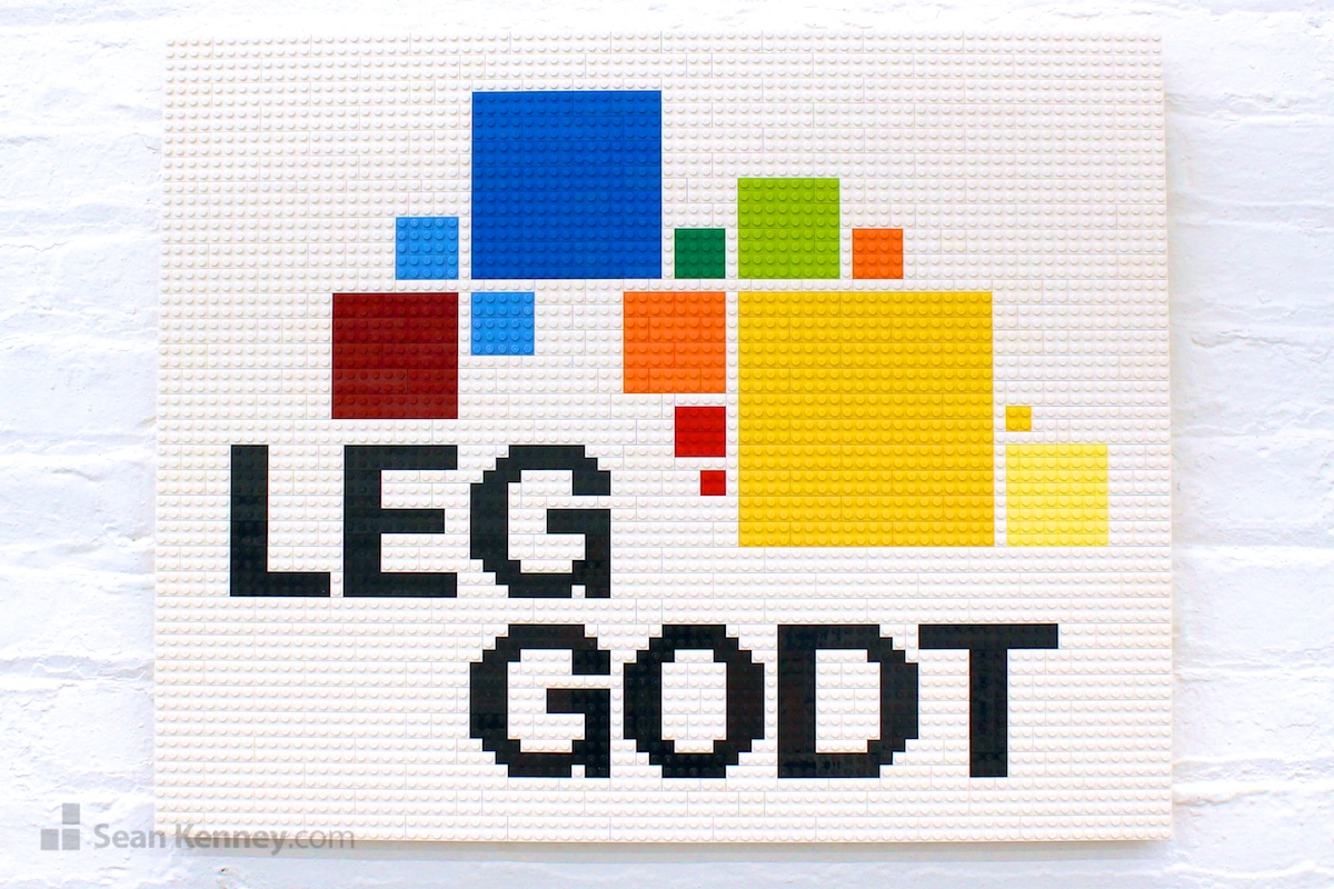 Leg-godt-logo LEGO art by Sean Kenney