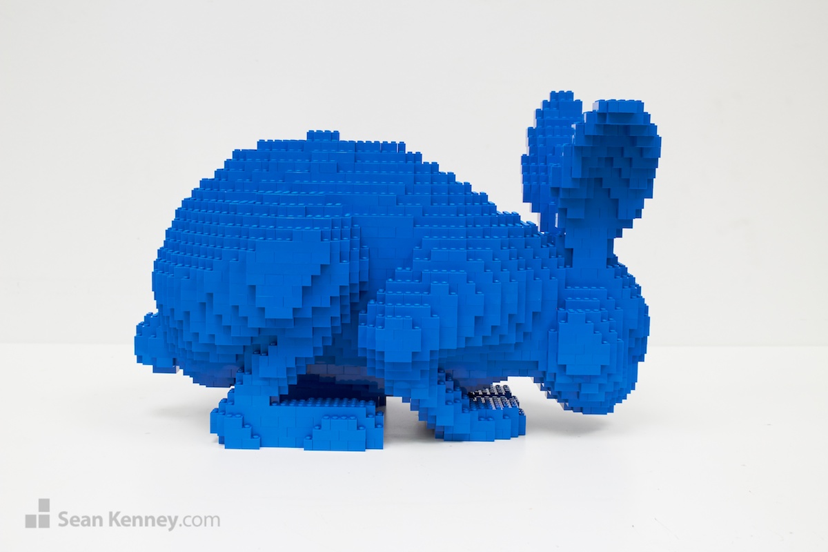 Blue-bunny LEGO art by Sean Kenney