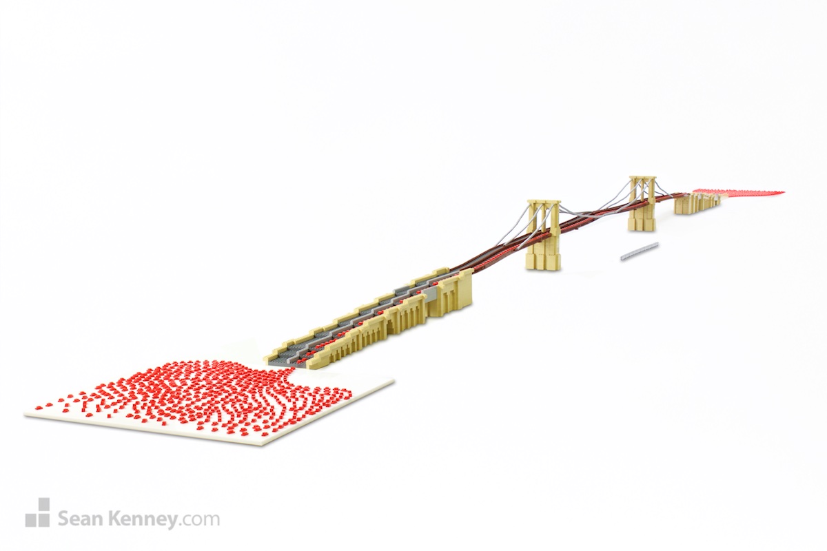 Bridge-traffic LEGO art by Sean Kenney
