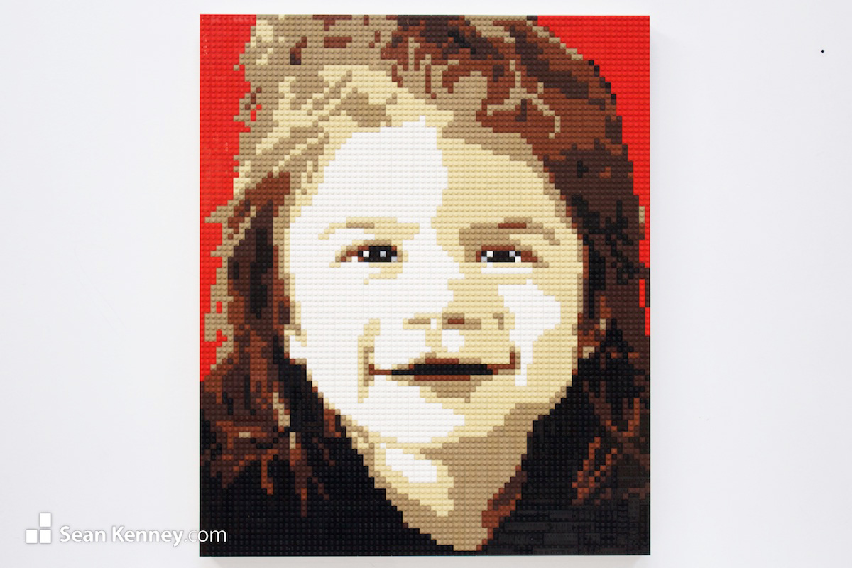 Little-girl-on-red LEGO art by Sean Kenney