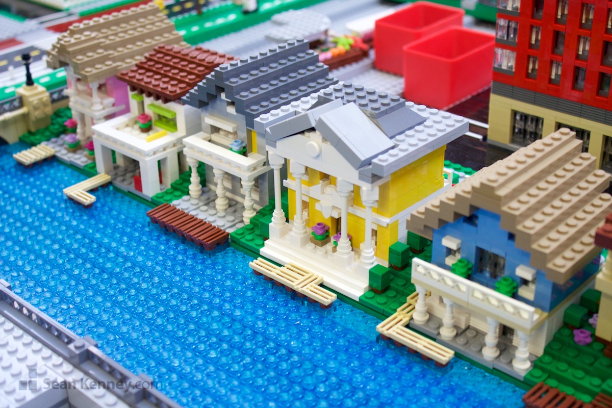 Fancy-waterfront-homes LEGO art by Sean Kenney
