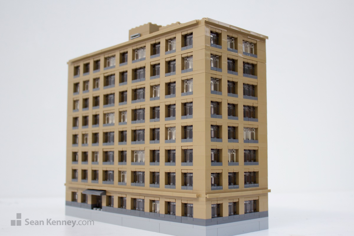 Ugly-apartment-building LEGO art by Sean Kenney